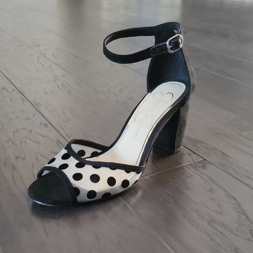 Jessica Simpson Black and White Polka Dot Heels